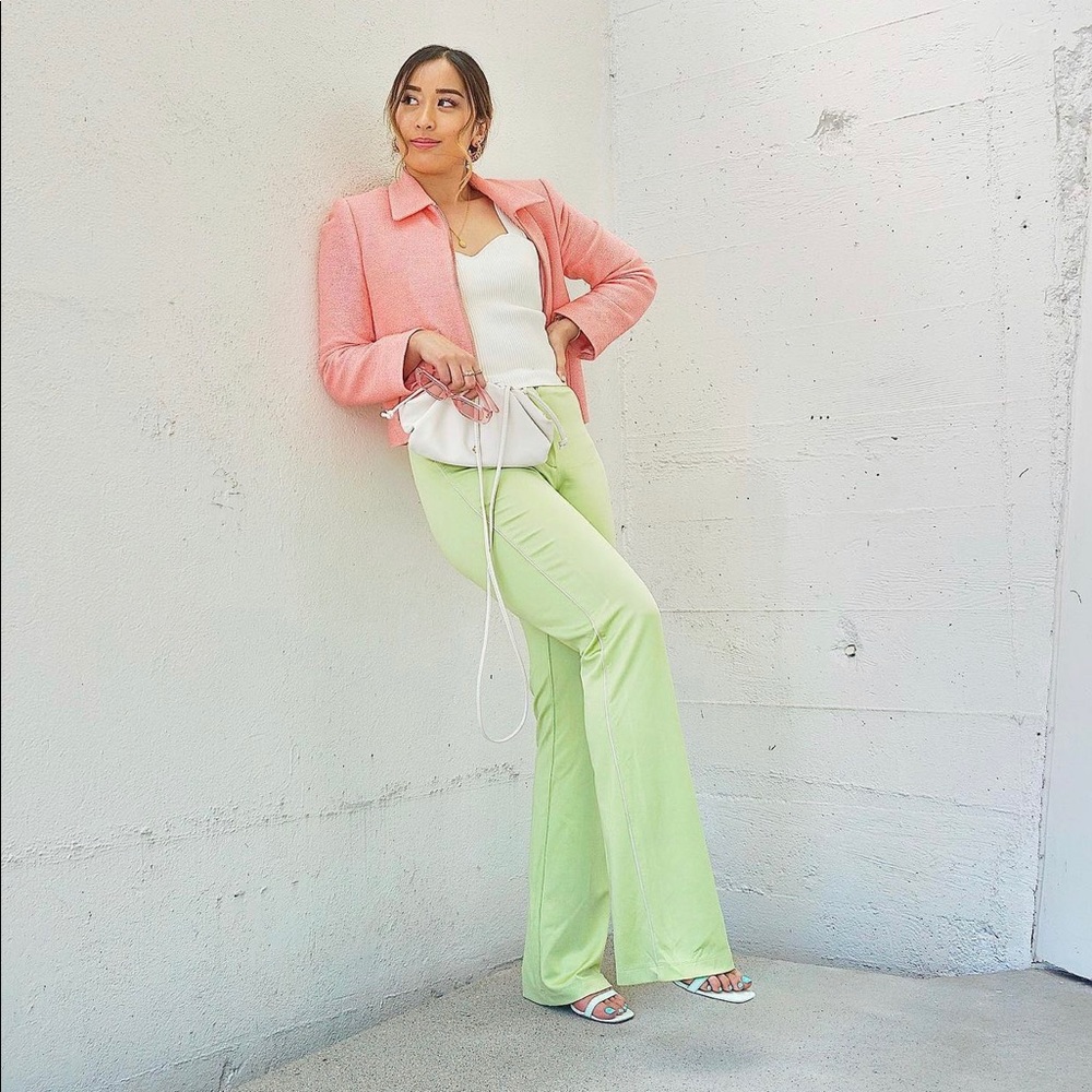 1-01 Babaton Mini Flare Pant in Pistachio Green